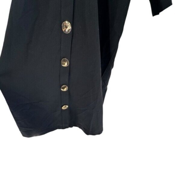 Tuckernuck NEW Black Petra Long Sleeve Gold Hammered Button Midi Dress Size L - Picture 6 of 11